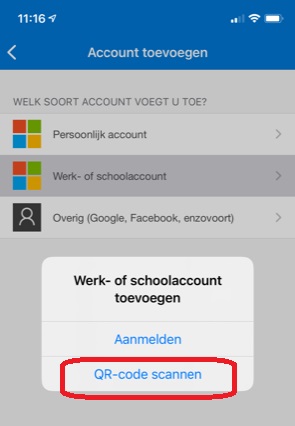 Microsoft authenticator app qrcode scannen