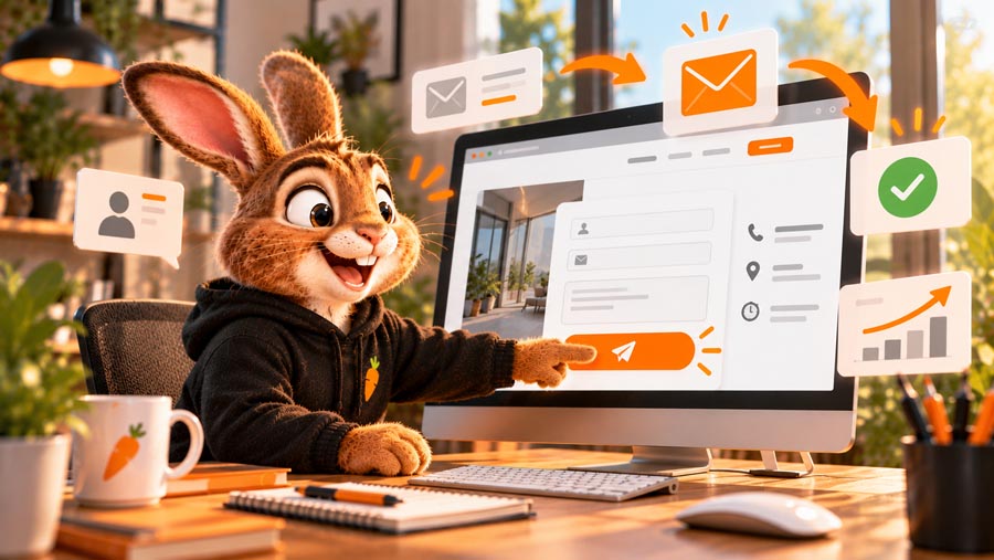 Het Web Rabbitz-konijn maakt een contactformulier gebruiksvriendelijker.